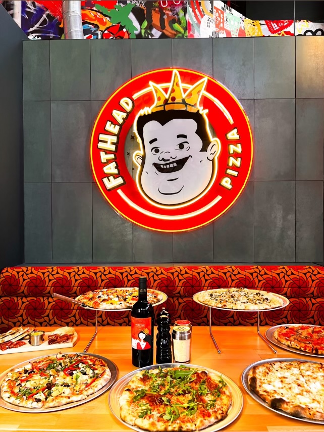 Inside Fathead Pizza's cozy downtown dining room