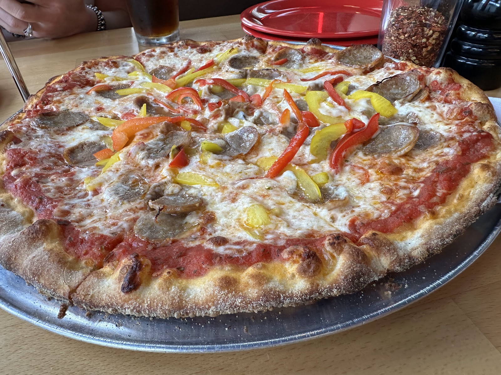 Specialty pizza pie at Fathead Pizza